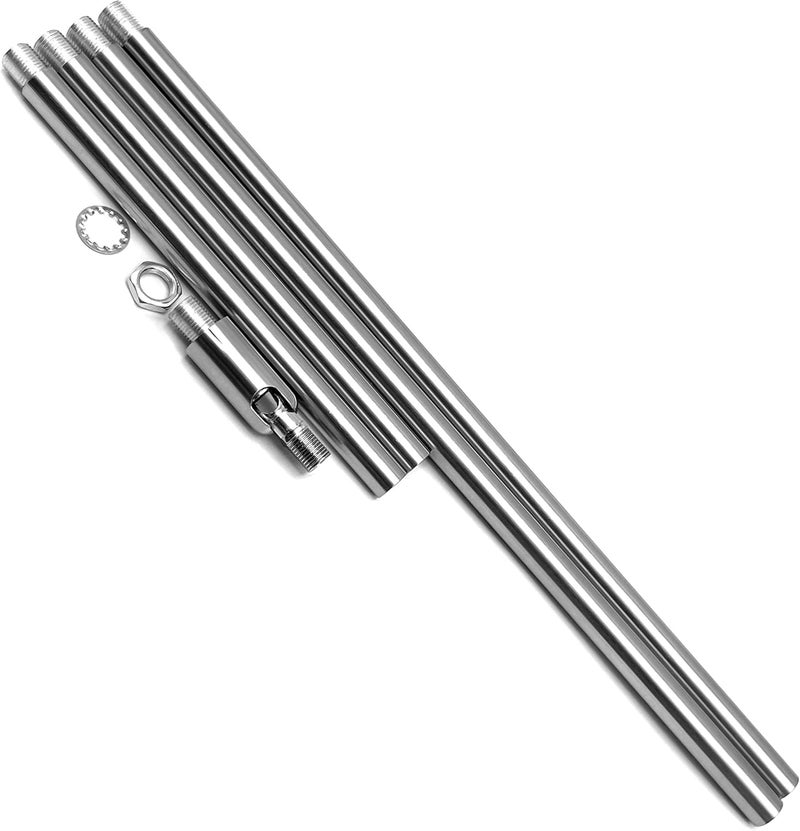 ECUDIS Pendant Stem Extension Rod Kit 3/8 Threaded Downrods with 180 Degrees Ceiling Sloped Adapter Washers and Nut for Lighting Fixture, Brushed Nickel, 12 Inch and 6 Inch - Image 4